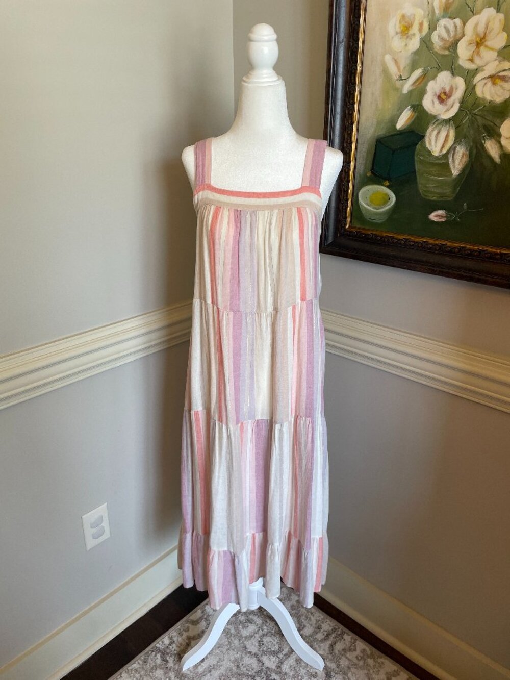 Rails Amaya Juliette Pastel Pink and Purple Striped Midi Dress Size XS